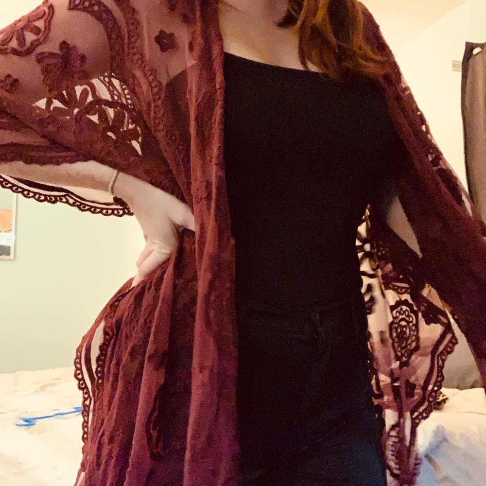 Lace maroon cardigan